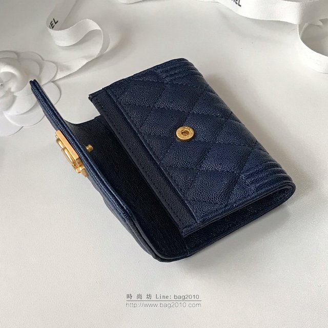 Chanel女包 80603 香奈兒新款leboy小卡包 菱格紋Chanel翻蓋短錢包  djc2987